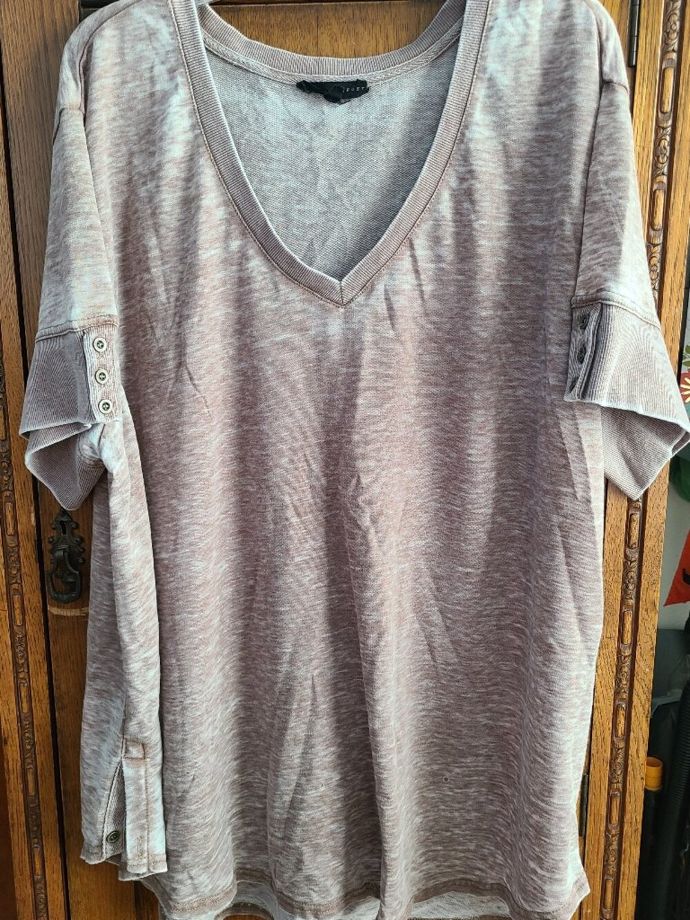 Jane and Delancey Burnout Acid Wash Top V Neck Shirt Size 3X